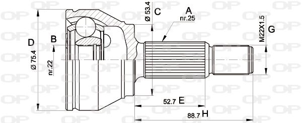 OPEN PARTS Nivelsarja, vetoakseli CVJ5515.10